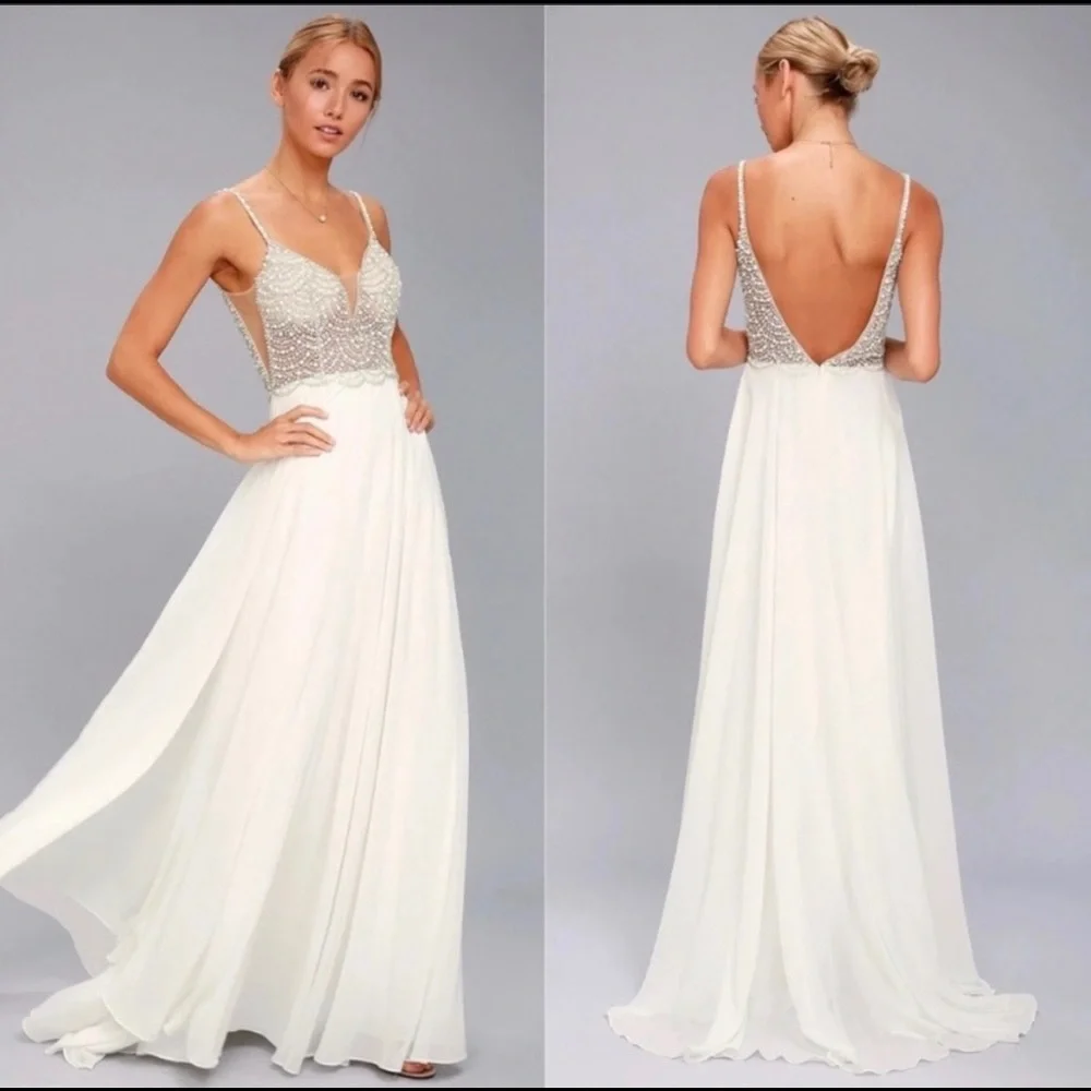 White True Love Beaded Rhinestone Wedding Gown 🌿 - Picture 3 of 13